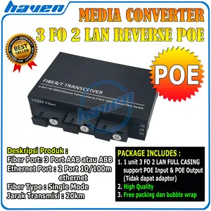 Media Converter 3 FO 2 LAN POE Fiber Optic Switch HTB 3 SC 10/100 Mbps