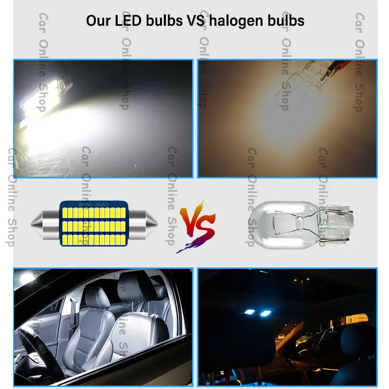 Lampu LED plafon mobil kabin interior 31mm 21 LED super terang CANBUS 4