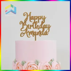 Custom Cake Topper Kue Akrilik Happy Birthday Hiasan Kue Murah Bebas