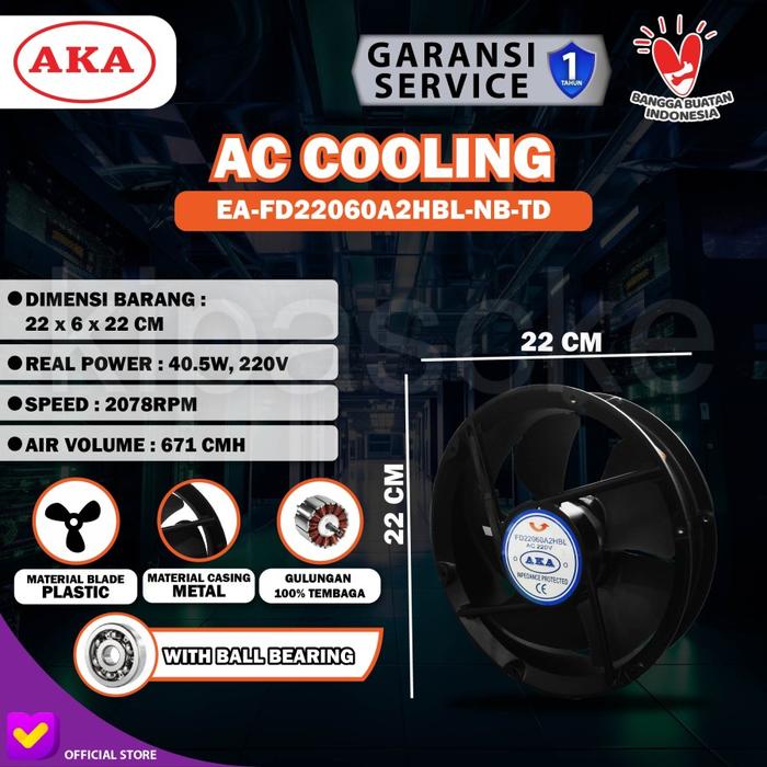 Jual Cooling Fan Panel Bulat 22CM EA-FD22060A2HBL-NB-TD 220V - Kota ...