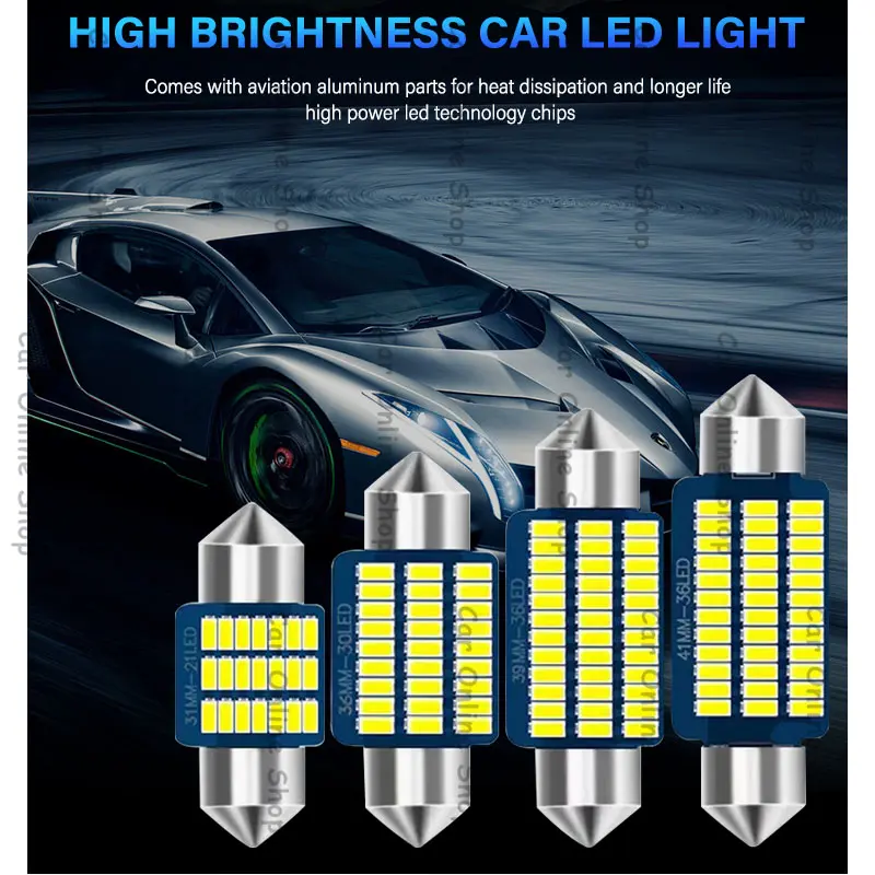 Lampu LED plafon mobil kabin interior 31mm 21 LED super terang CANBUS 0