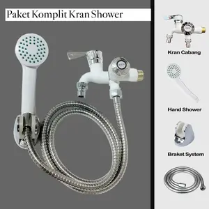 Shower Set Handshower Mandi Hand Head Kepala Air Paket Standart Putih