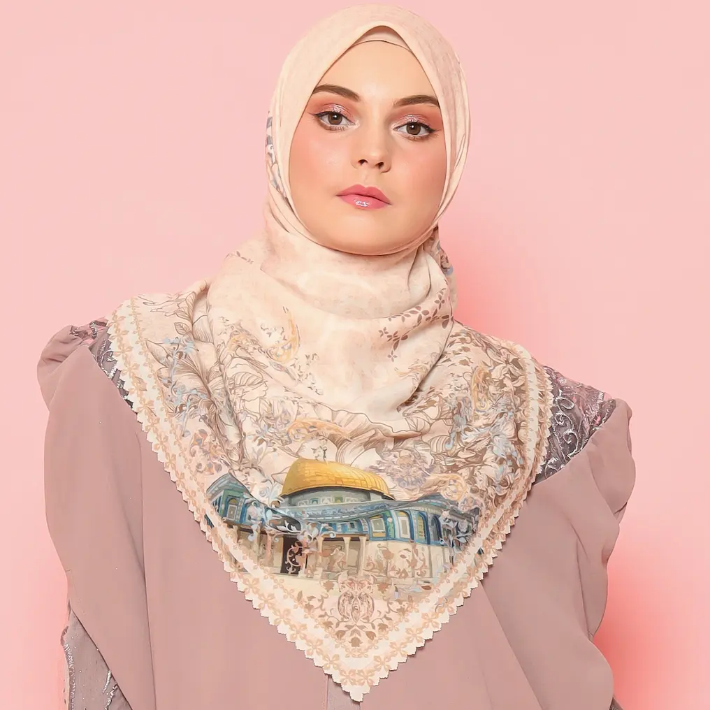 Adara Jenin Cream Scarf Kerudung Segi Empat Al Aqsa series