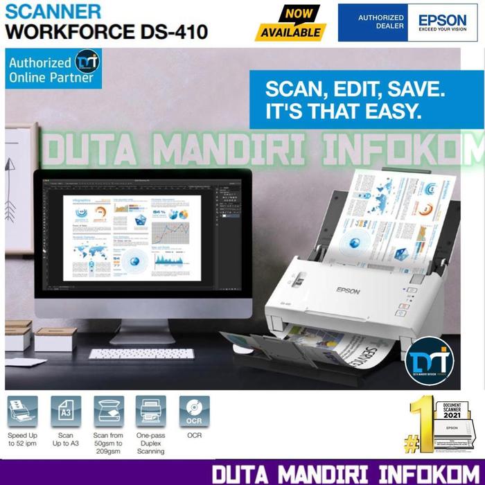 Gambar Epson WorkForce DS410 - A4 Duplex Sheet fed Document Scanner DS 410 dari Duta Mandiri Infokom Kota Administrasi Jakarta Pusat Tokopedia