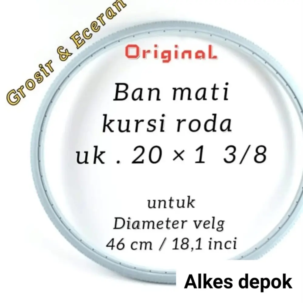 Ban kursi roda ukuran 20x1.3/8 karet padat