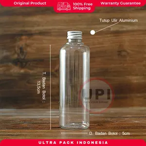BOTOL PET BR 250ML CLEAR & TUTUP ULIR ALUMINIUM SILVER