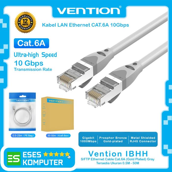 Gambar Kabel LAN Vention IBHH CAT.6A 10Gbps SFTP Ethernet Cable Gray - 0.5M dari ESES Komputer Tasikmalaya Kota Tasikmalaya Tokopedia