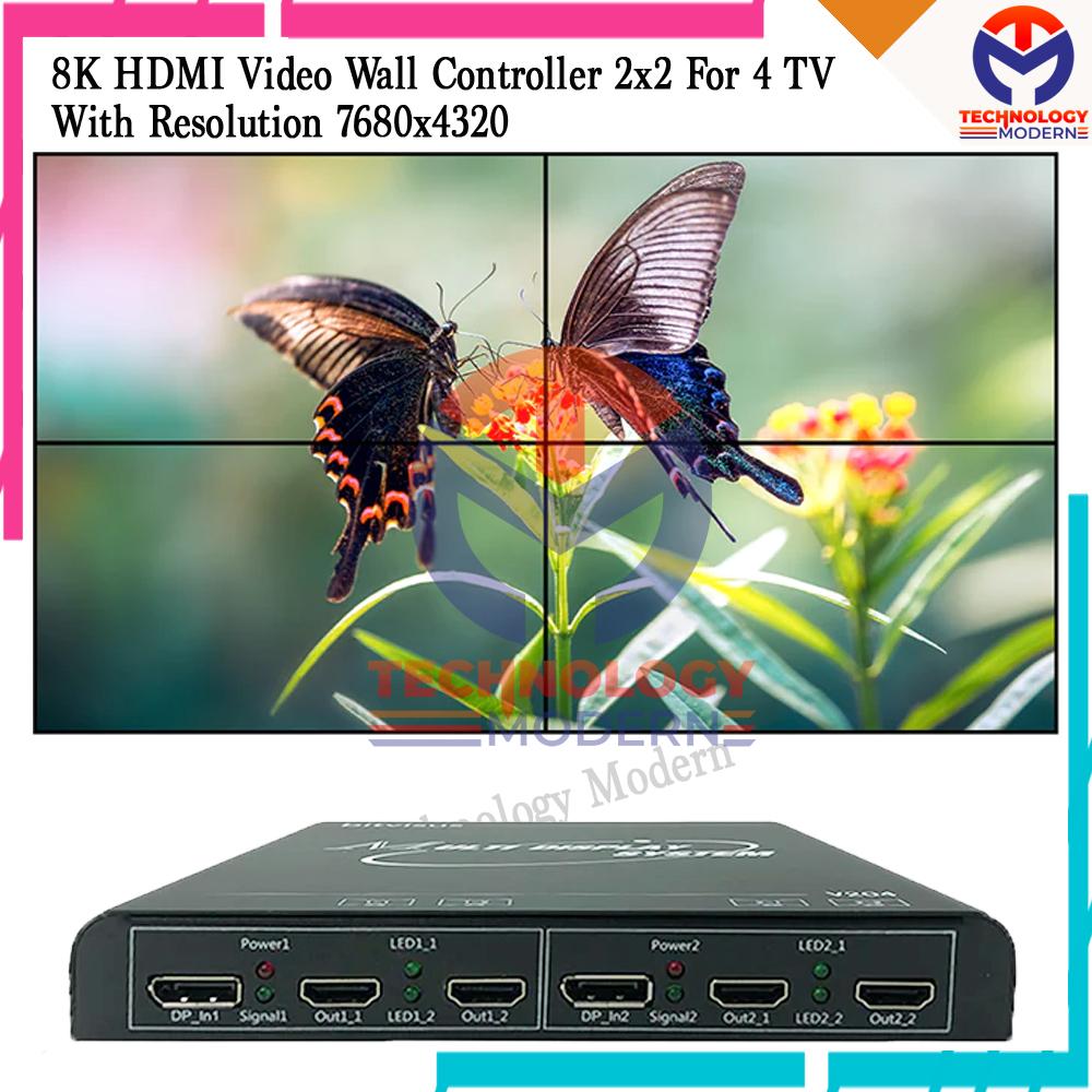 8K HDMI Videowall Controller 2x2 For 4 TV with Resolution 7680x4320