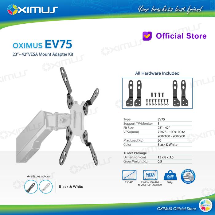 Jual Extender VESA Adapter 75x75 - 100x100 jadi 200x200mm OXIMUS EV75 ...