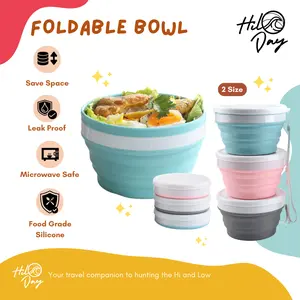 HILODAY Mangkuk Lipat Travel Camp Silicone Tahan Panas Foldable Bowl