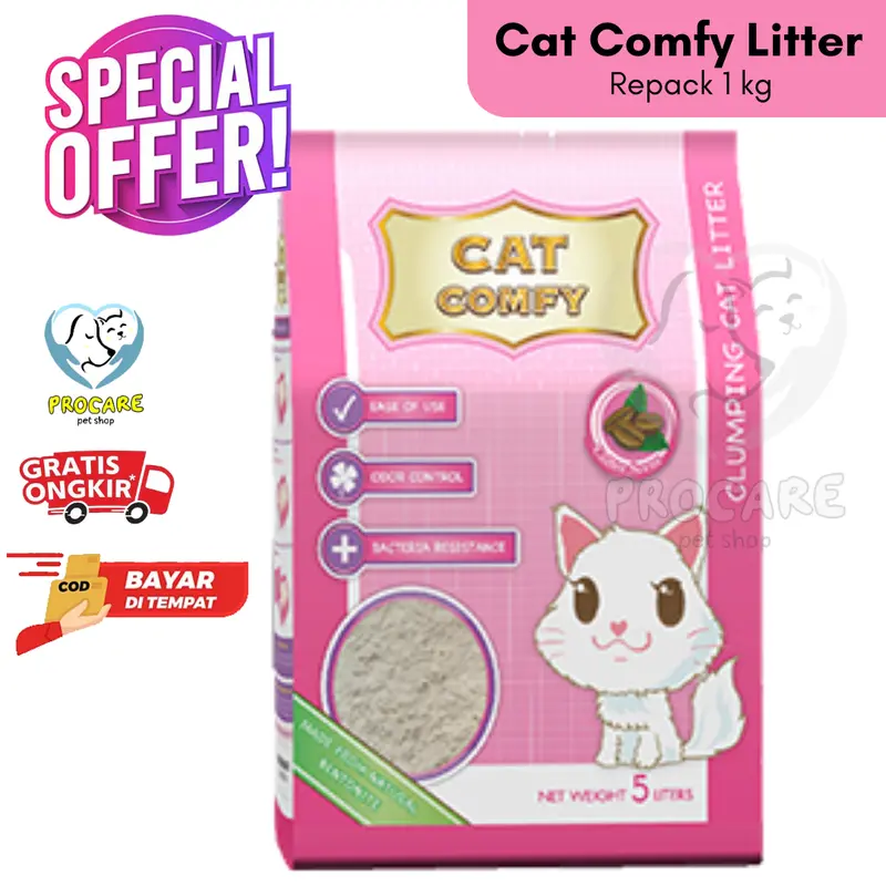 Pasir Kucing Gumpal Wangi Murah 1 kg repack Bentonite Cat Litter A1 0