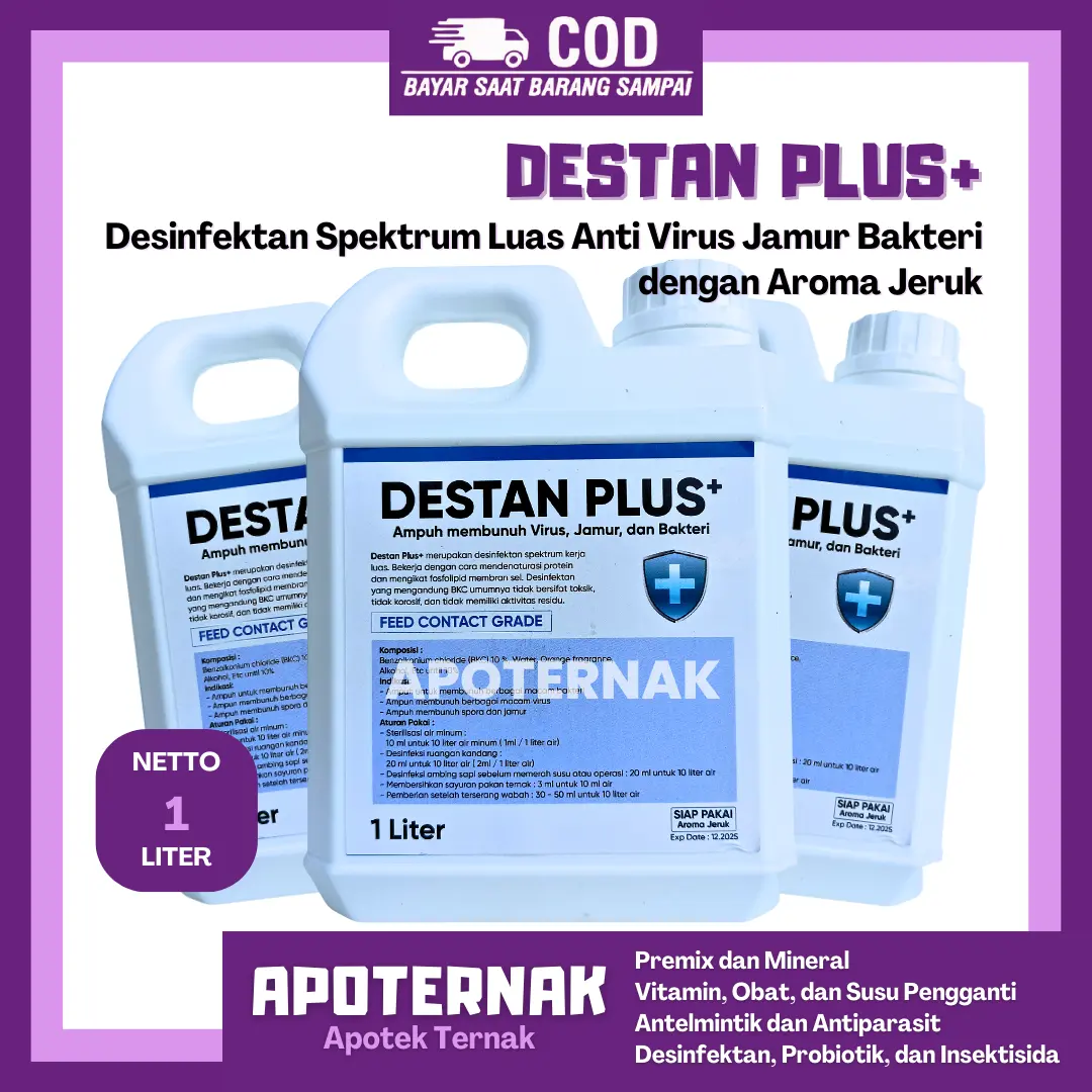 DESTAN PLUS 1 LITER DESINFEKTAN KANDANG | Desinfektan Ayam Bebek Sapi