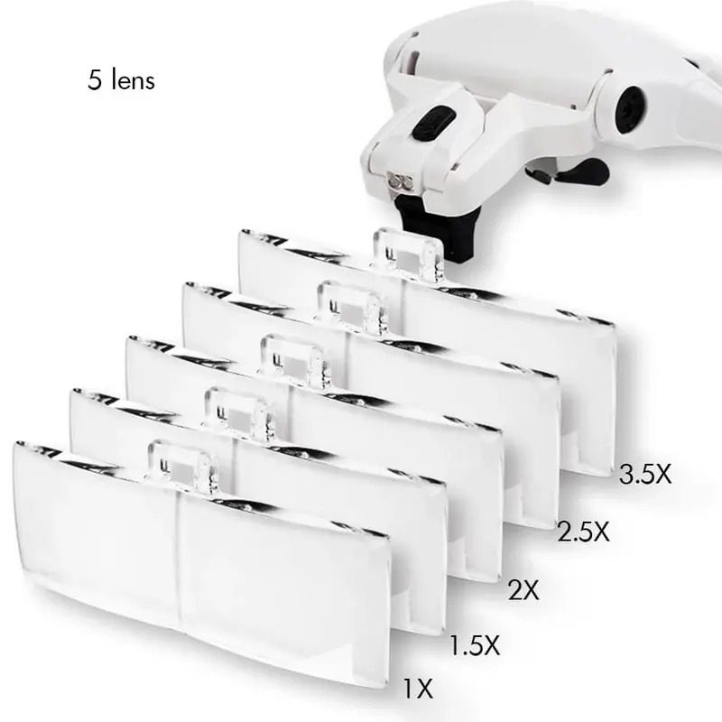 Ezren EZ-0627 Kacamata Pembesar Reparasi Jam 5x Magnifier 2 LED 4