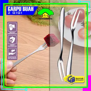 [COD] MI C946 Garpu Buah Stainless Tusukan Buah Kue Puding Garpu 2 Gigi