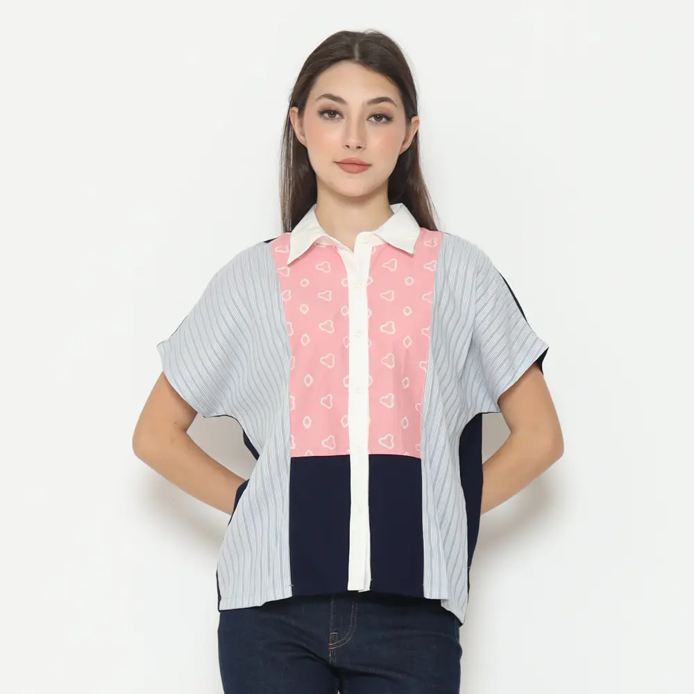 Kemeja Wanita - Bhatara Batik Patricia 4553B Pink Navy