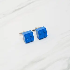 Houseofcuff Cufflinks Kancing Manset French Cuff Lego Brick Biru