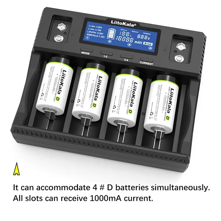 Charger Baterai LiitoKala Lii D4XL Original dengan 4 Slot Charging untuk Nimh/Nicd, Li-ion, Li-Ion, dan LiFePo4 Battery 1