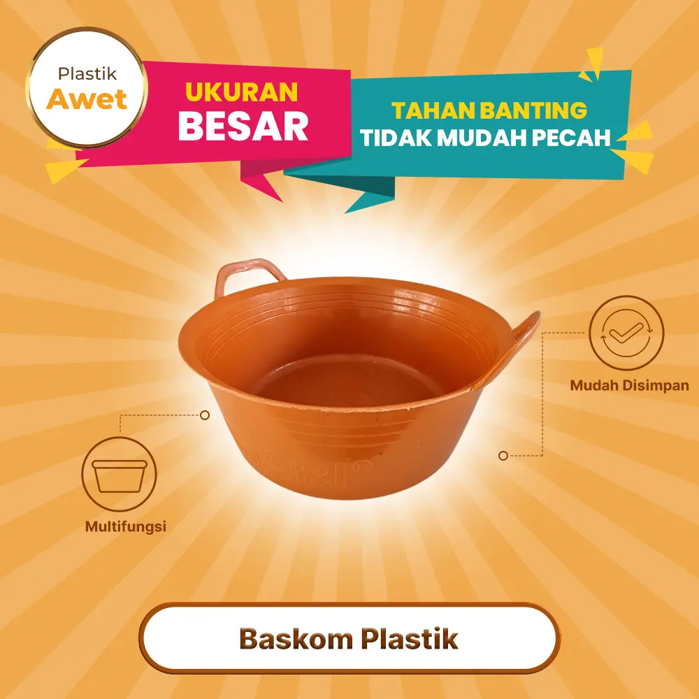 Baskom Plastik Besar Jumbo Serbaguna Kuping Anti Pecah 5 Liter Bak Air