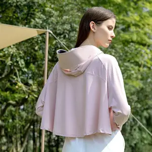 ORZUV Jaket anti uv wanita pinggiran topi lengan panjang wanita jaket