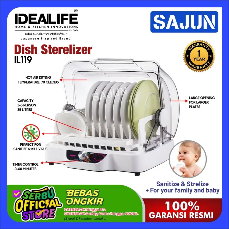 IDEALIFE Sterilizer Dish Dryer IL119 Mesin Pengering Piring IL-119 0