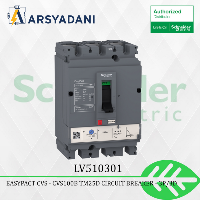 Gambar SCHNEIDER - LV510301 - circuit breaker  Easypact CVS100B 3P 25A TM25D - 1Pcs dari arsyadani.id Kota Administrasi Jakarta Pusat Tokopedia