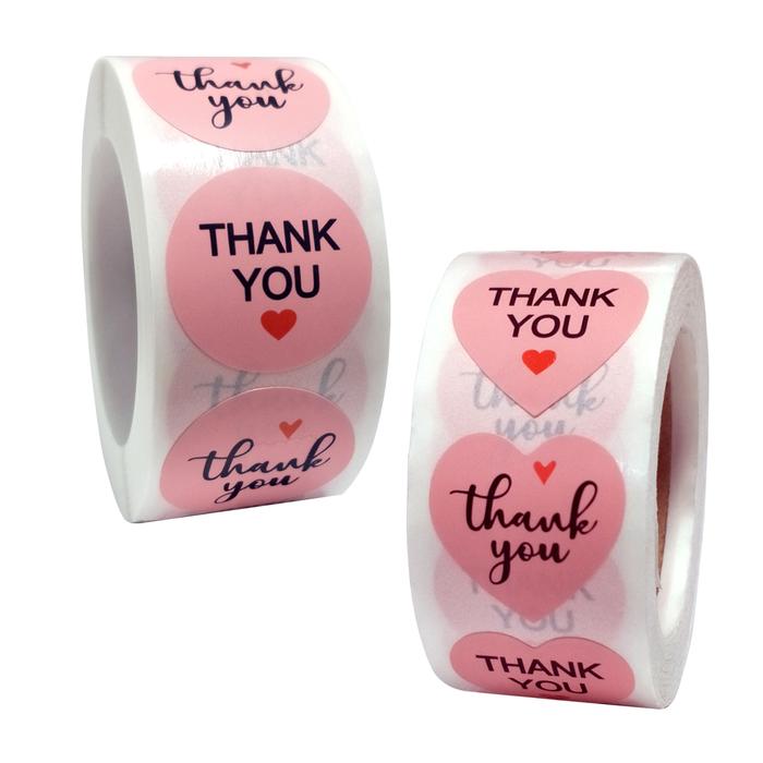 Gambar Stiker Thank You Heart Love Shape Pink Tag Kado 2,5cm (1 Roll/ 500pcs) dari Bungur-Shop Kota Administrasi Jakarta Pusat Tokopedia