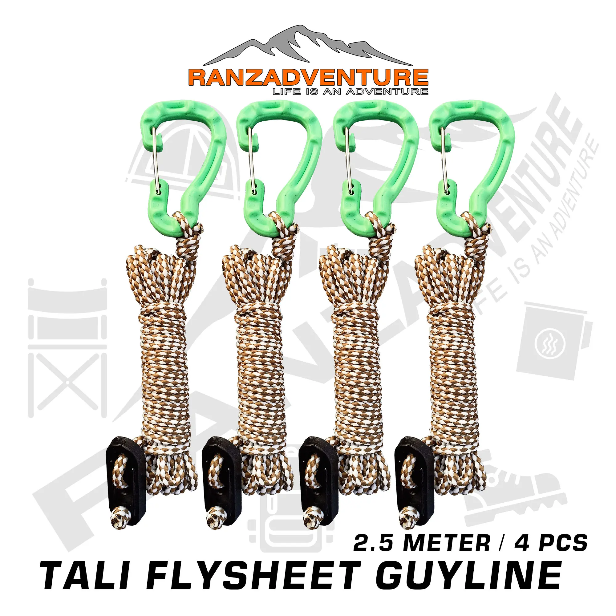 tali flysheet tenda 2.5 M obral tali include carabiner abs dan stopper