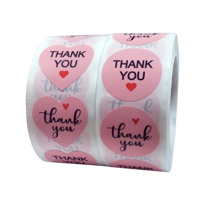 Gambar Label Sticker Thank You Pink Tag Heart Love Shape 2,5 cm 500pcs/ Roll dari Mardian76Shop Kota Administrasi Jakarta Pusat Tokopedia