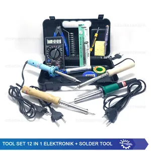 Toolset 12 In 1 Elektronik + Solder Paket Lengkap Tool Set Solder