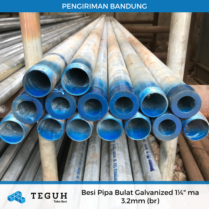 Gambar Besi Pipa Bulat Galvanized 11/4" ma 3.2mm (br) dari Teguh tokobesi Kota Bandung Tokopedia