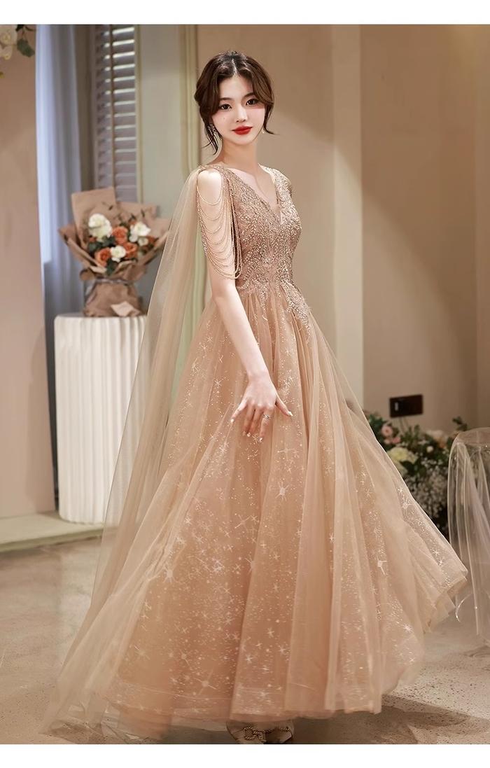 dress warna cream Jual BD Gaun Bridesmaid Sister Dress Gaun Pesta Panjang Dan Pendek Warna Cream BD67-74