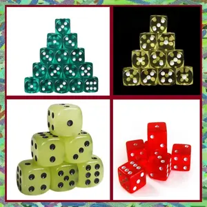 Red Dice Dadu Merah Hijau Kuning Glow in the Dark Transparan 15 mm 055
