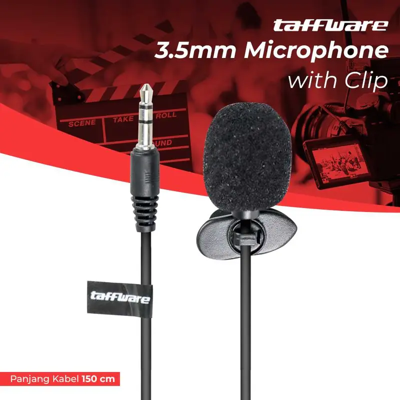 mic jepit eksternal Microphone Clip on camera DSLR hp Laptop pc i1185 1