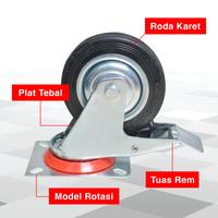 Gambar Xander Roda Karet Hitam 4 IN Hidup + Rem - RODA199 dari Kenmaster Official Store Kota Administrasi Jakarta Utara 5 Tokopedia