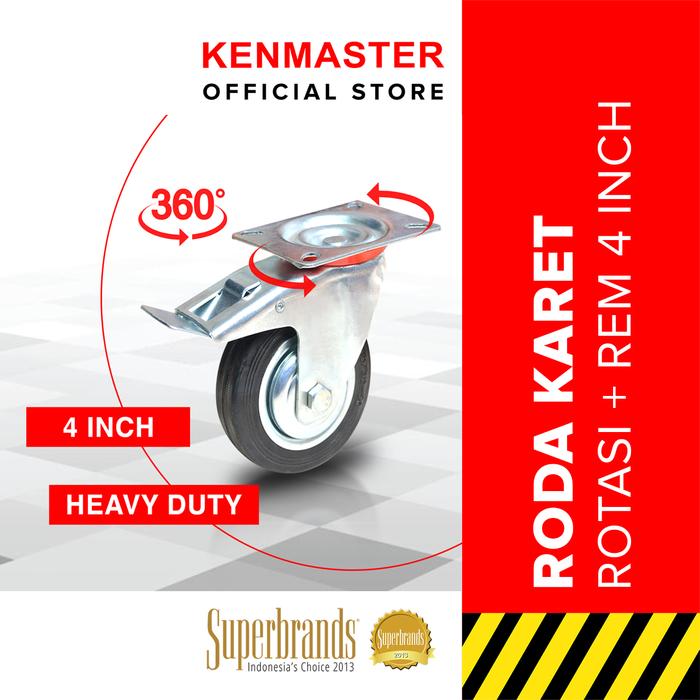 Gambar Xander Roda Karet Hitam 4 IN Hidup + Rem - RODA199 dari Kenmaster Official Store Kota Administrasi Jakarta Utara Tokopedia