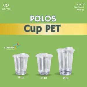 Cup Gelas Plastik PET ANTI TUMPAH 12oz, 14oz Oval, 16oz SJP + Lid Premium Tebal