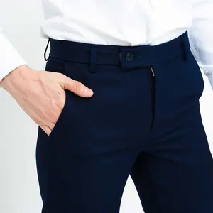 Celana panjang pria slim fit kerja formal button celana bahan stretch