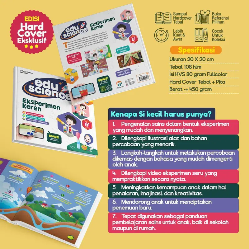DM Bookstore - Buku Sains Anak Eduscience Eksperimen Keren untuk Anak Hardcover untuk Usia 6+ Tahun 1