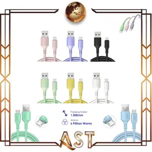 Kabel Macaron MICRO USB - V8 Full Colour Fast Charging Cable Charger Colokan Handphone