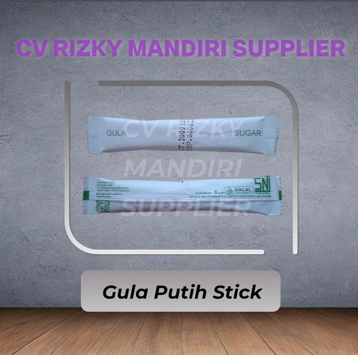 Gambar gula stick / white sugar stick dari RIzky Mandiri Supplier Kota Bandung Tokopedia