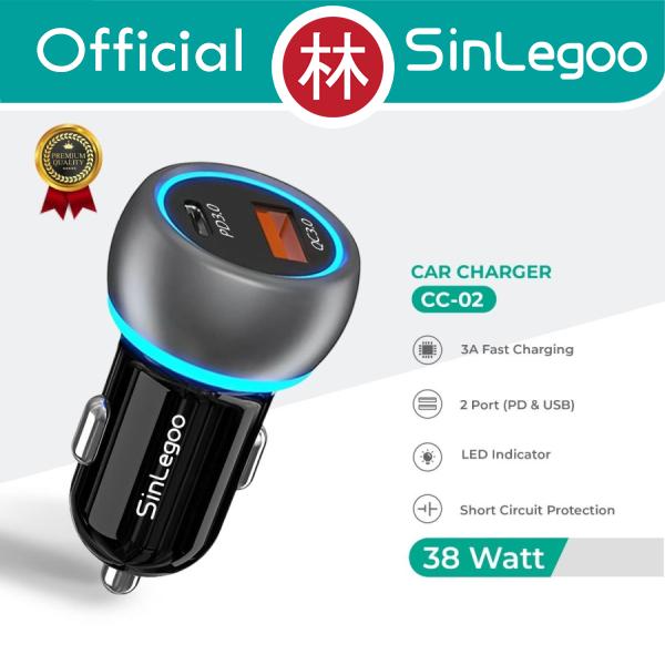 Gambar Sinlegoo CC-02 Car Charger Fast Charging 3A 38W PD QC 2 Ports Type C dari Liem Group Kota Administrasi Jakarta Barat Tokopedia