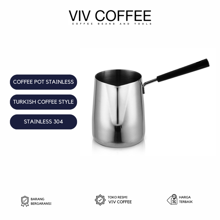 Gambar Teko Kopi Espresso Latte Art Ibrik Turkish Stainless Long Handle - 350ml dari Viv Coffee Kota Administrasi Jakarta Barat Tokopedia