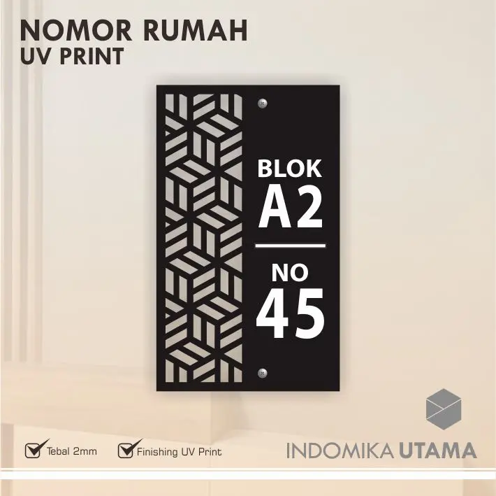 custom nomor rumah papan alamat nomer no minimalist uv print acrylic