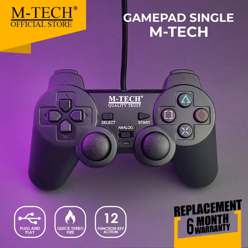 Gamepad M-Tech Single Hitam USB Joystick Original 100% 1