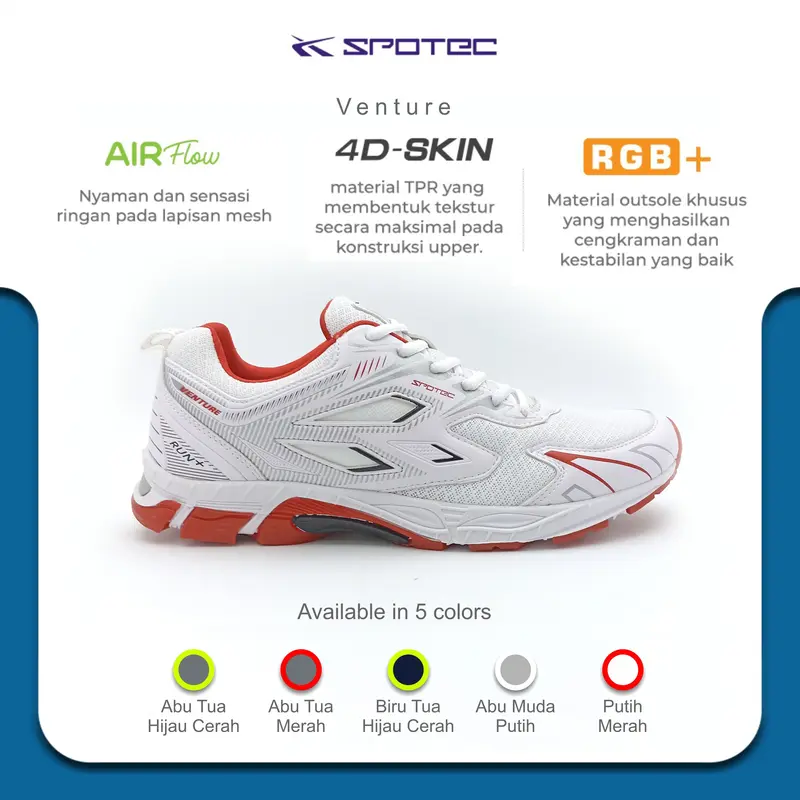 SPOTEC Sepatu Running Artikel VENTURE-putih/merah 0
