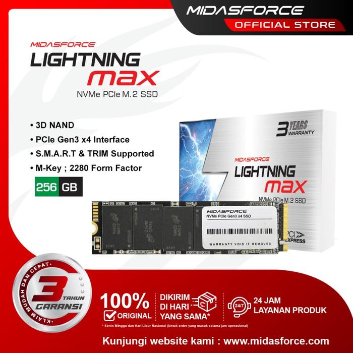 Gambar SSD M.2 NVME 256GB Midasforce Lightning Max PCIe Gen3 x4 dari Jaya Komputa Kota Administrasi Jakarta Pusat Tokopedia