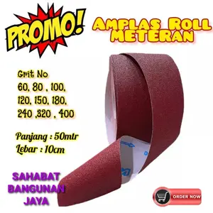 AMPLAS ROLL METERAN GRIT 40, 60,80,100,120,150,180,220,240,260,320,400 ( 1 Meter )