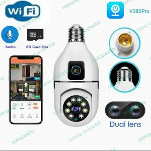Camera CCTV Bentuk Bohlam Lampu V380Pro / V380 Dual Kamera Wireless Wifi