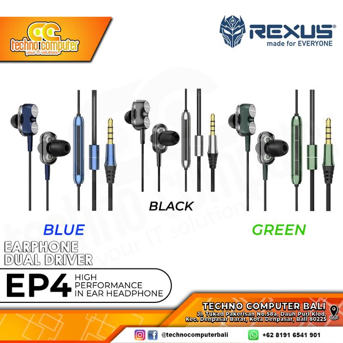 Gambar EARPHONE REXUS EP4 Dual Driver - Gaming Earphone dari Techno Computer Bali Kota Denpasar Tokopedia
