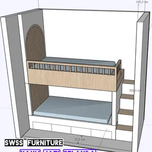 Tempat tidur Anak tingkat Ukuran 100x200x300 plus laci di bawah